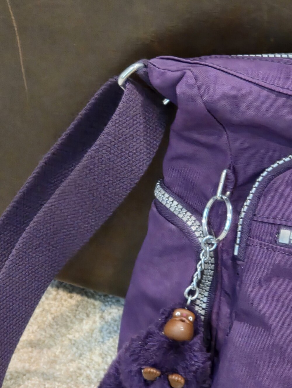 Kipling Deep Purple Gabbie Crossbody Bag with Monkey Charm - Picture 6 of 16